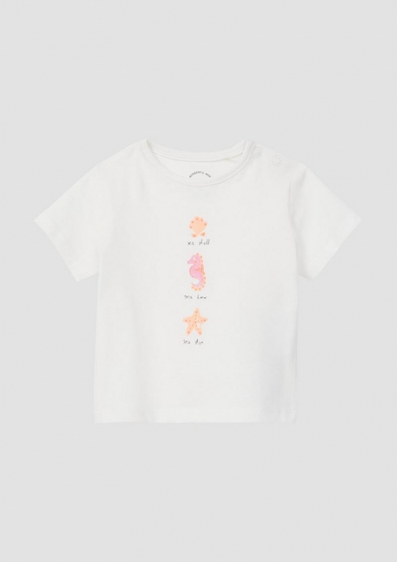 s.Oliver T-Shirt aus Baumwolle mit Glitzerprint - weiß