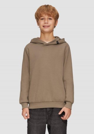 s.Oliver Strukturiertes Kapuzensweatshirt mit Print-Detail - cognac