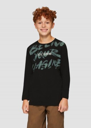 s.Oliver Longsleeve mit modischem Frontprint - schwarz