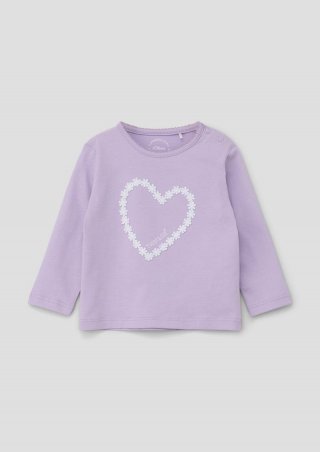 s.Oliver Langarmshirt mit Blumen-Applikation - lavendel