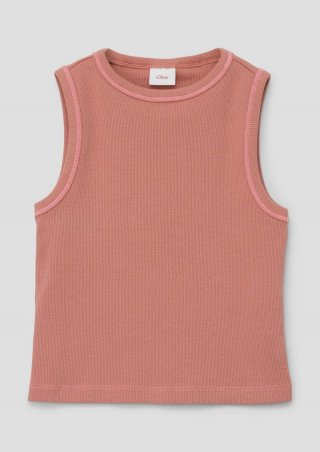 s.Oliver Geripptes Tanktop mit Ziernähten - rubinrot