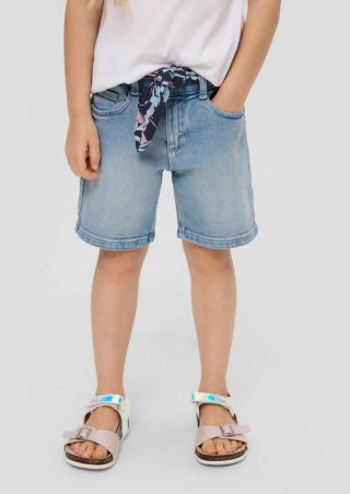 s.Oliver Jeans-Bermuda / Loose Fit / Super High Rise / Wide Leg / Bindegürtel - blau