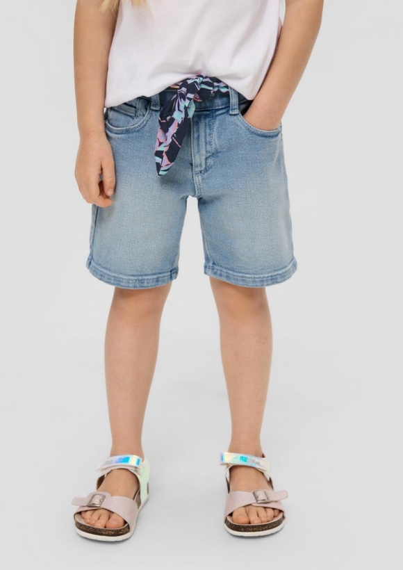 s.Oliver Jeans-Bermuda / Loose Fit / Super High Rise / Wide Leg / Bindegürtel - blau