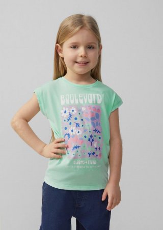 s.Oliver T-Shirt mit Glitzerprint in V-Shape - ozeangrün