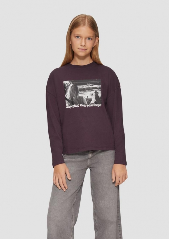 s.Oliver Longsleeve mit Fotoprint im Relaxed Fit - aubergine