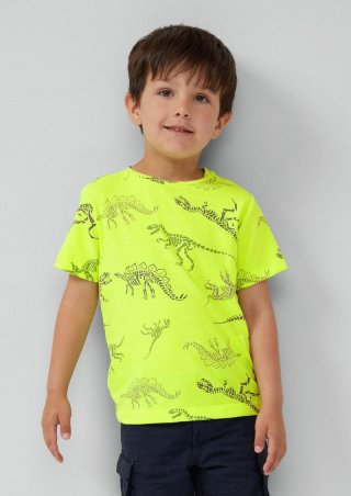 s.Oliver Neon T-Shirt mit All-over-Print - limettengrün