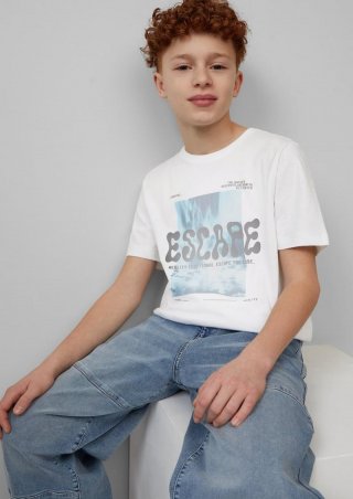 s.Oliver Baumwoll-T-Shirt mit 3D-Druck - weiß