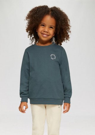 s.Oliver Unisex Sweatshirt mit Rippbündchen und kleinem Print-Detail - schiefergrau