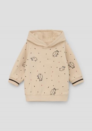 s.Oliver Kapuzensweatshirt mit Allover-Print - beige