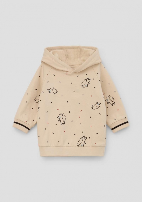 s.Oliver Kapuzensweatshirt mit Allover-Print - beige