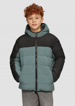 s.Oliver Steppjacke in Colour-Blocking-Optik und Fleecefutter - schiefergrau