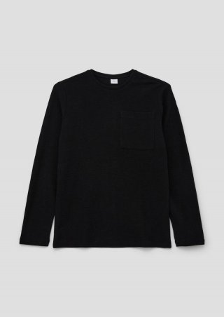 s.Oliver Longsleeve mit Waffelpiqué-Struktur - schwarz