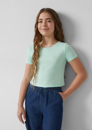 s.Oliver Verkürztes Rippshirt im Slim Fit - ozeangrün