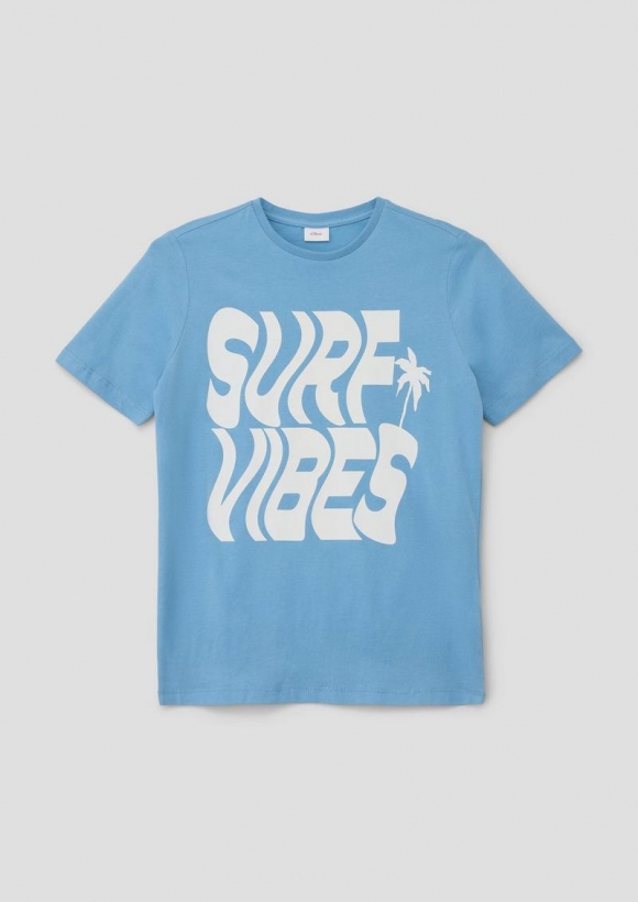 s.Oliver T-Shirt mit Frontprint - hellblau