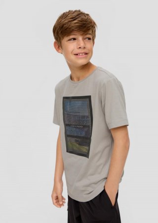 s.Oliver T-Shirt mit Fotoprint - taubengrau