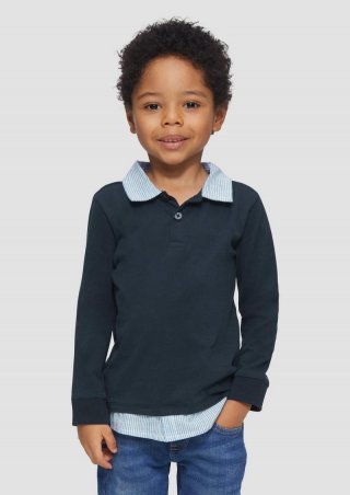 s.Oliver Langärmeliges Polo-Shirt im Layering-Look - navy