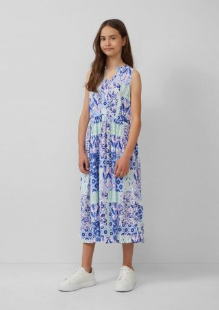 s.Oliver Midikleid aus Viskose mit Rüschenkragen - blau