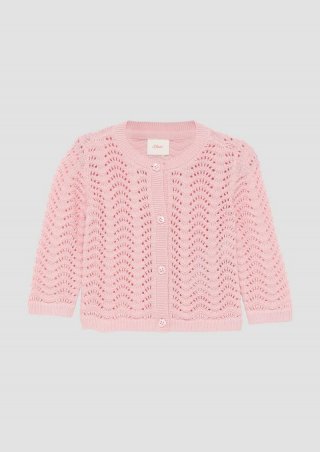 s.Oliver Weiche Strickjacke mit Ajourmuster - zartrosa