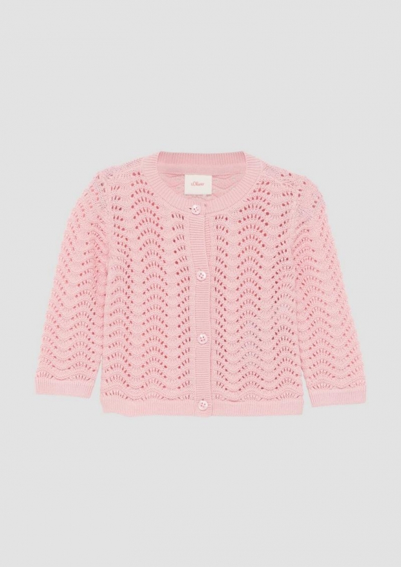 s.Oliver Weiche Strickjacke mit Ajourmuster - zartrosa