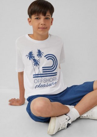 s.Oliver Jersey-T-Shirt mit gummiertem Frontprint - weiß