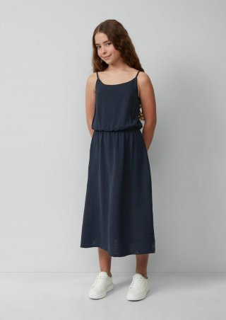 s.Oliver Gefüttertes Crêpe-Kleid mit Spaghettiträgern - navy