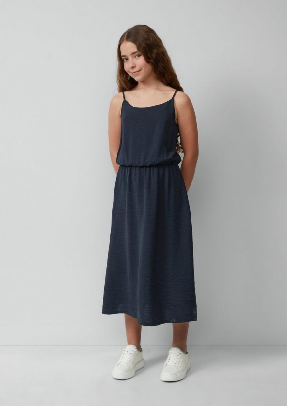 s.Oliver Gefüttertes Crêpe-Kleid mit Spaghettiträgern - navy