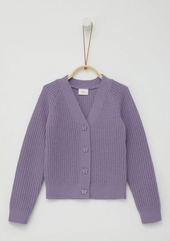s.Oliver Strickjacke mit Schmetterlings-Knöpfen - flieder