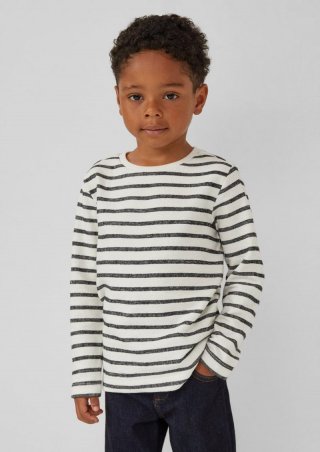 s.Oliver Strukturiertes Langarmshirt mit Streifenmuster - schwarz