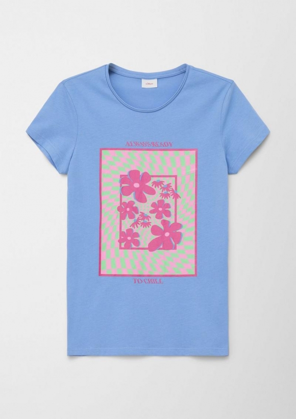 s.Oliver T-Shirt mit Frontprint - himmelblau