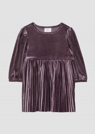 s.Oliver Samtkleid mit plissiertem Rock - flieder