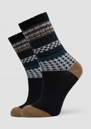 s.Oliver Gemusterte Socken im Doppelpack - schwarz