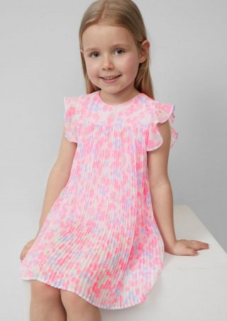 s.Oliver Festliches Plisseekleid in A-Shape mit Volantärmeln - weiß