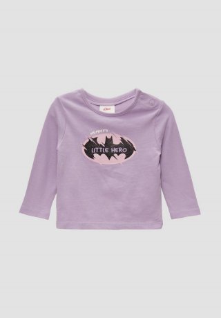 s.Oliver Langarmshirt mit glitzerndem Batman®-Print - lavendel