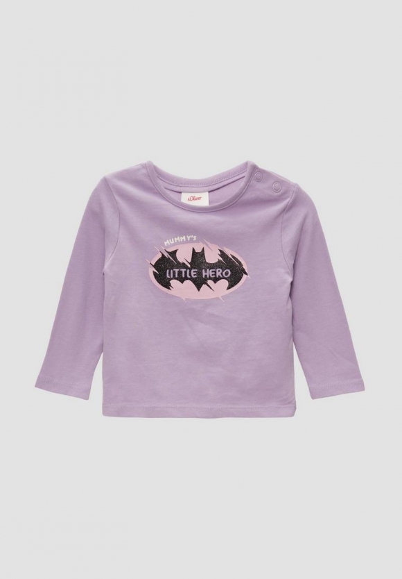 s.Oliver Langarmshirt mit glitzerndem Batman®-Print - lavendel