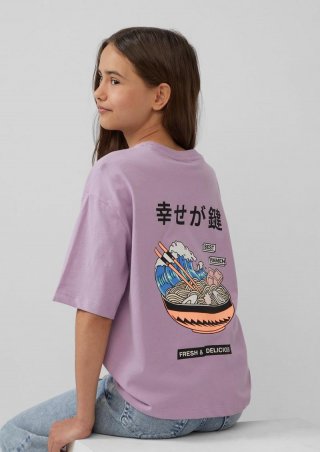 s.Oliver Boxy T-Shirt mit Front- und Rückenprint - lavendel