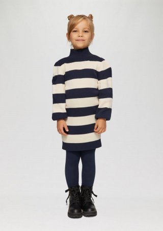 s.Oliver Geringeltes Strickkleid mit Stehkragen - navy