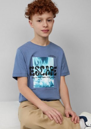 s.Oliver Baumwoll-T-Shirt mit 3D-Druck - blassblau