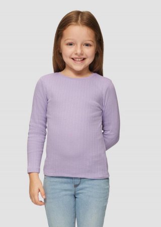 s.Oliver Langarmshirt im Slim Fit mit Ajourmuster - lavendel
