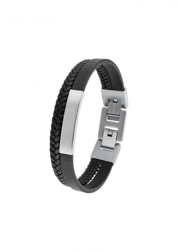 s.Oliver Lederarmband mit Edelstahl - schwarz