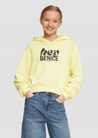 s.Oliver Oversized Kapuzen-Sweatshirt mit Front-Print - helles zitrone