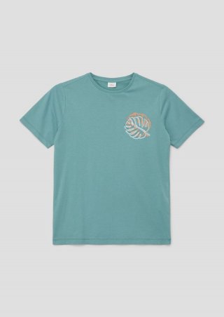 s.Oliver T-Shirt mit Brustprint - helles petrol