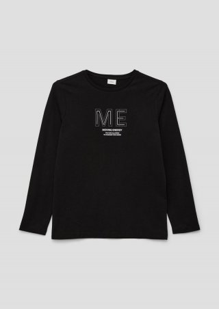 s.Oliver Longsleeve mit gummiertem Print - schwarz