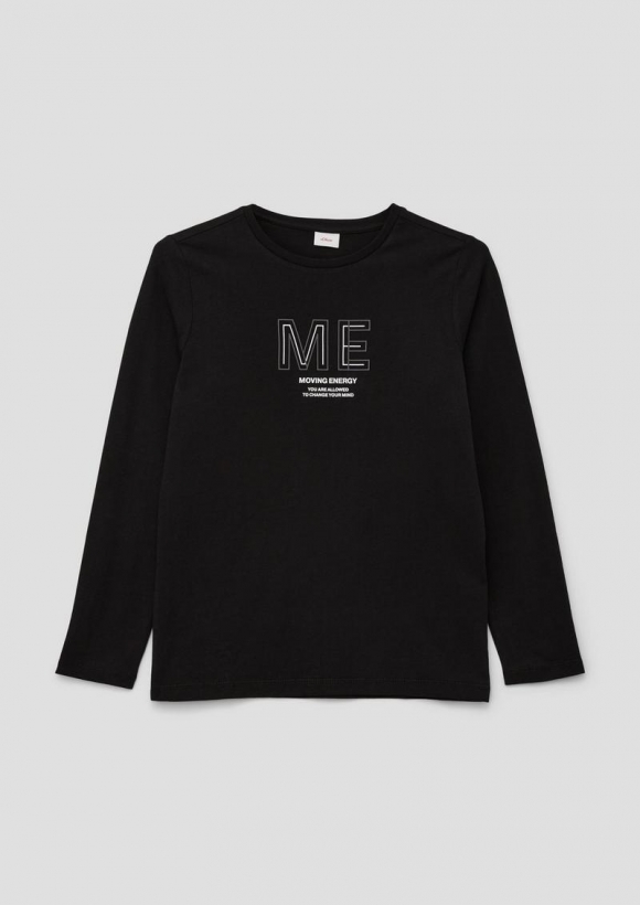 s.Oliver Longsleeve mit gummiertem Print - schwarz