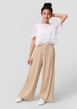 s.Oliver Plissierte Wide-Leg-Hose mit hohem Bund - sandstein