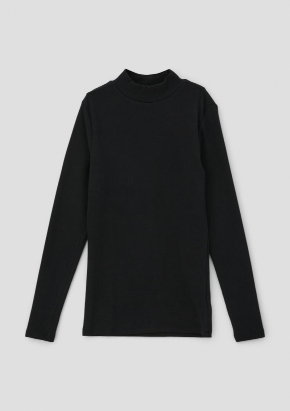 s.Oliver Longsleeve mit Rippstruktur - schwarz