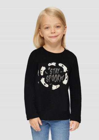 s.Oliver Unisex Longsleeve mit Halloween-Print - schwarz