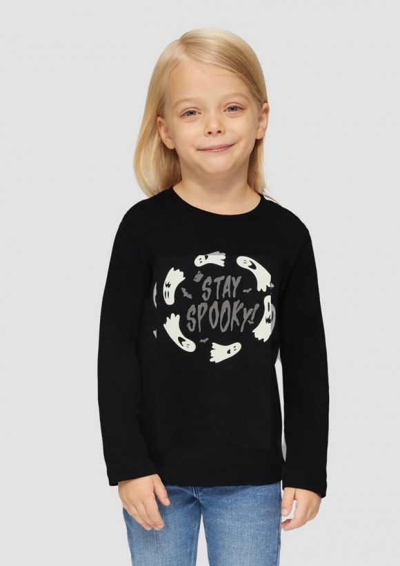 s.Oliver Unisex Longsleeve mit Halloween-Print - schwarz