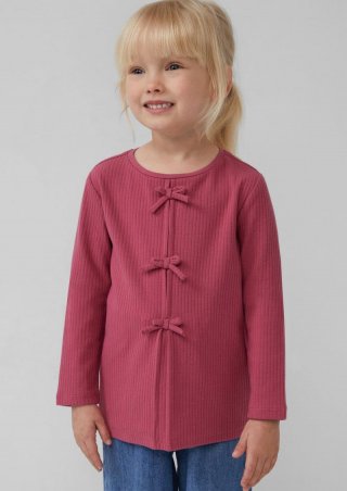 s.Oliver Langarmshirt aus Rippware mit Schleifendetails - himbeere