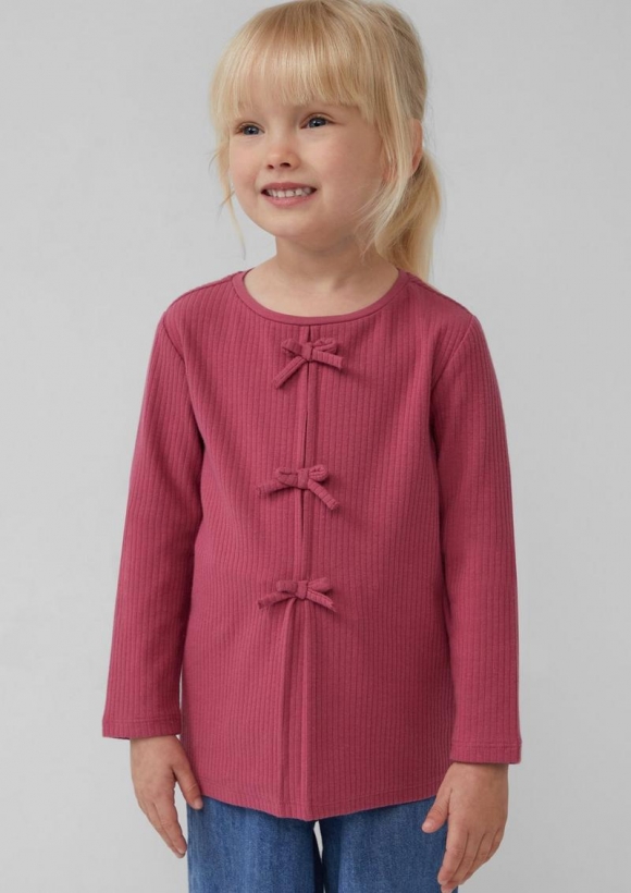 s.Oliver Langarmshirt aus Rippware mit Schleifendetails - himbeere
