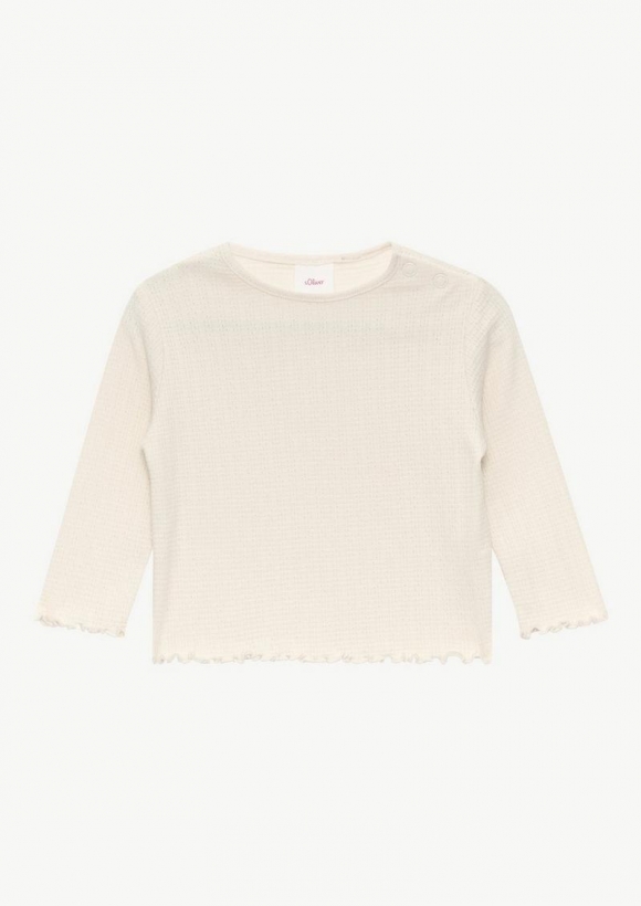 s.Oliver Longsleeve mit Ajourmuster und Rollsaum - helles sand